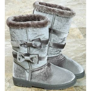 Velvet Faux Fur Winter Boots, 1 Pair